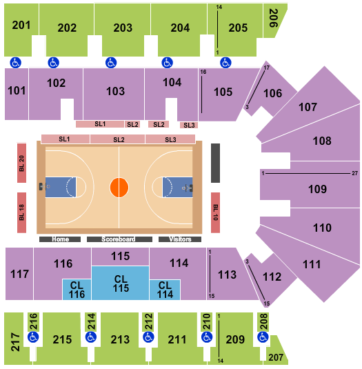 American Bank Center Seating Chart: Basketball 2