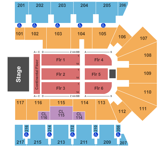 American Bank Center Seating Chart: Endstage Cont Floor