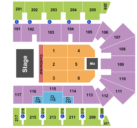 American Bank Center Seating Chart: Endstage Cont Floor 2