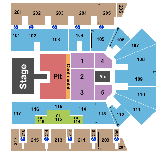 Hilliard Center Arena Seating Chart: Endstage Pit/Cont/Catw
