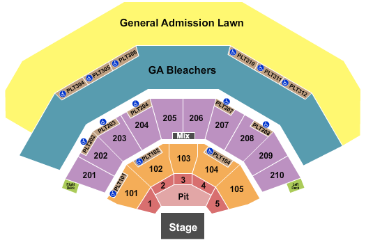 American Family Insurance Amphitheater Seating Chart: Endstage Pit & Full GA Bleach