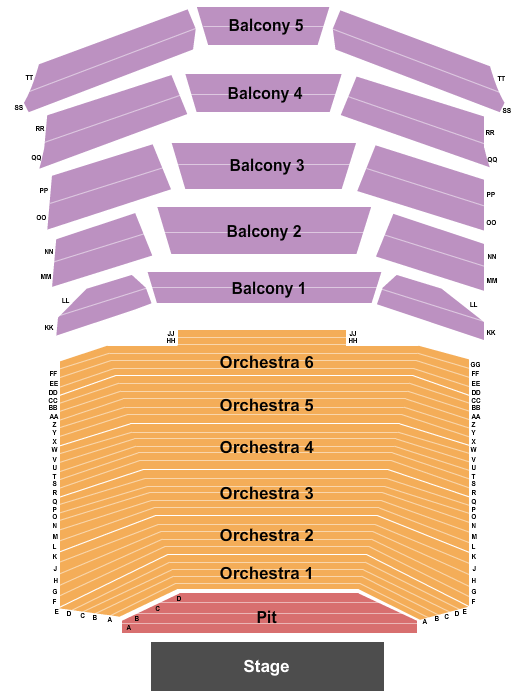 Amherst Fine Arts Center Concert Hall Seating Chart: Endstage - No Mezz