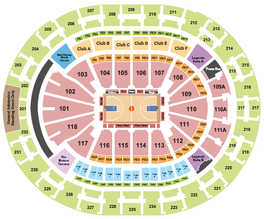 Kia Center Seating Chart: Basketball Rows