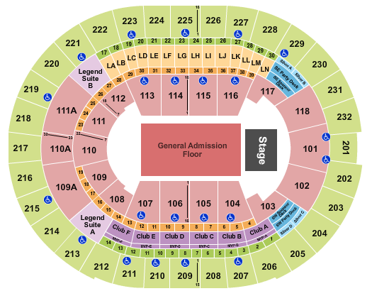 Kia Center Seating Chart: Endstage GA Flr
