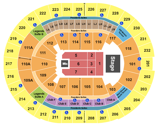 Kia Center Seating Chart: Flr 1-7, 1 in front