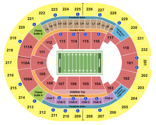 Kia Center Seating Chart: Football - Indoors