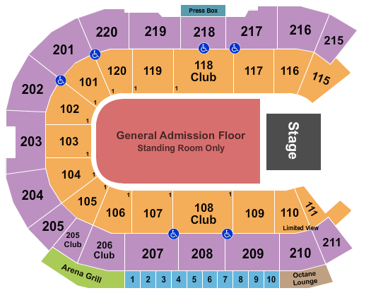 Angel of the Winds Arena Seating Chart: End Stage GA Floor