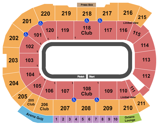 Angel of the Winds Arena Seating Chart: Ice Racing