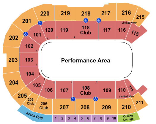 Angel of the Winds Arena Seating Chart: Performance Area
