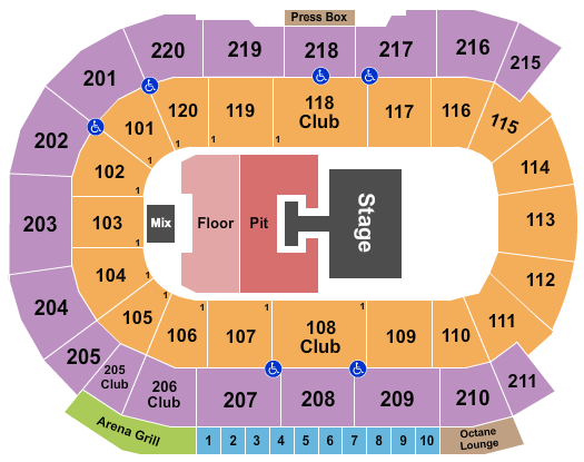 Angel of the Winds Arena Seating Chart: Riley Green