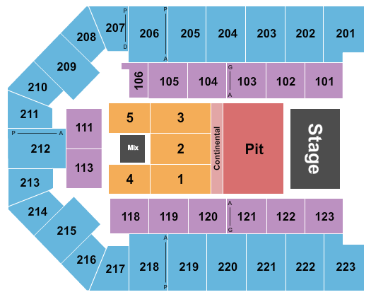 Appalachian Wireless Arena Seating Chart: Endstage Pit/Cont 1-5