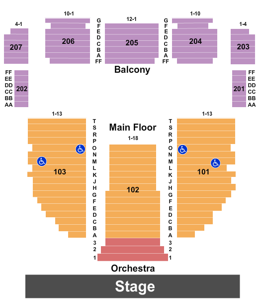 Arcada Theatre Seating Chart: Endstage 2