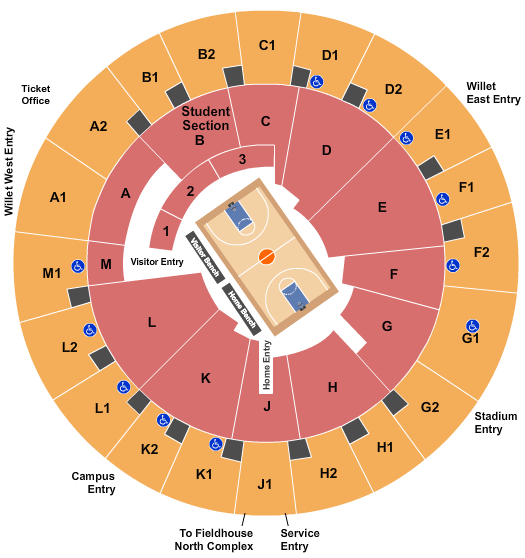 Arena Auditorium - WY Seating Chart: Basketball