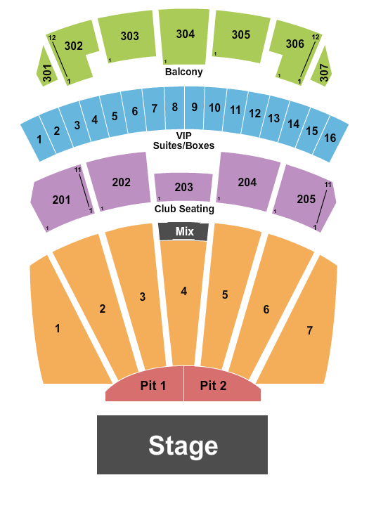 Arizona Financial Theatre Seating Chart: Endstage/ Reserved Pit/ No VIP