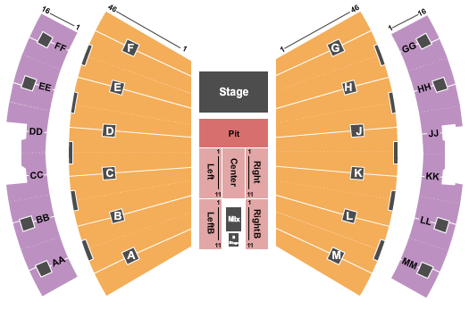 Assembly Hall - IN Seating Chart: Endstage Pit