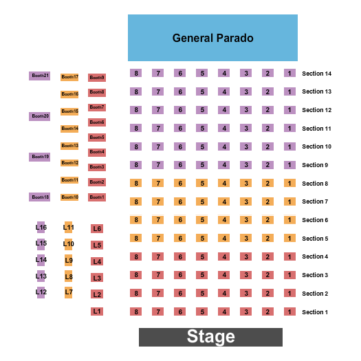 Atlanta Eagles Arena Seating Chart: Endstage Sec 1-14