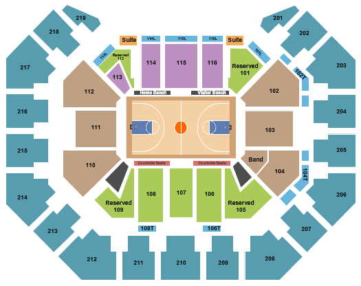 Atlantic Union Bank Center Seating Chart: Basketball - Women