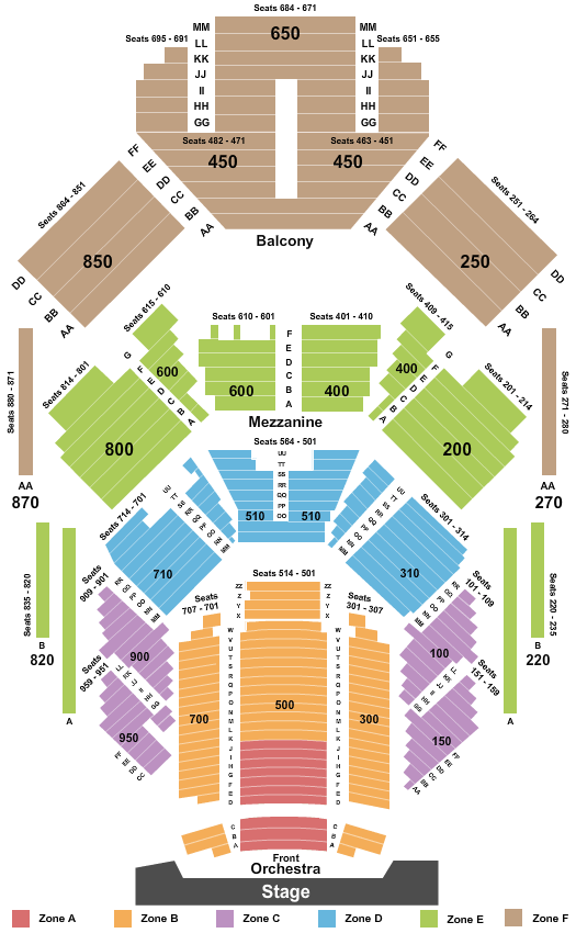 Atwood Concert Hall Seating Chart: Endstage IntZone