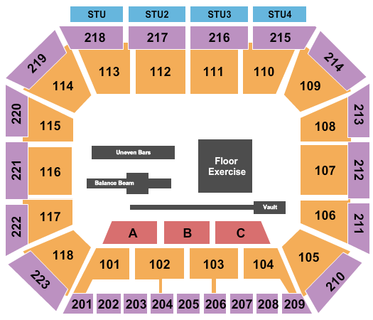 Neville Arena Seating Chart: Gymnastics