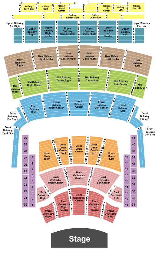 Auditorium Theatre - IL Seating Chart: Endstage No Pit - Row C