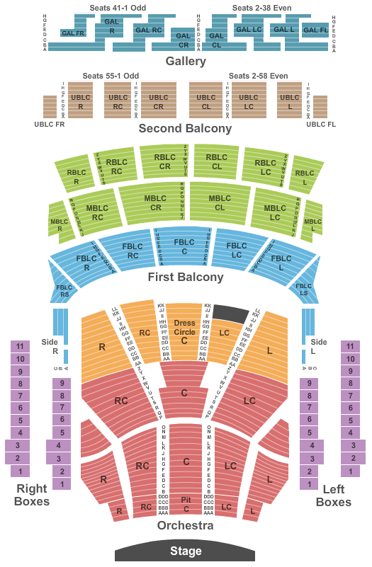 Auditorium Theatre - IL Seating Chart: End Stage