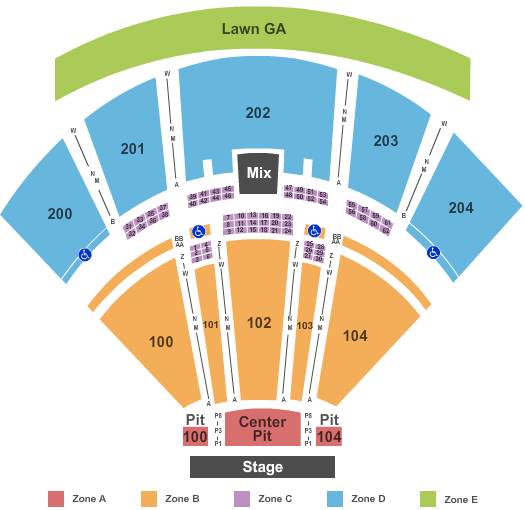 BB&T Pavilion Seating Chart: End Stage GA Pits - IntZone