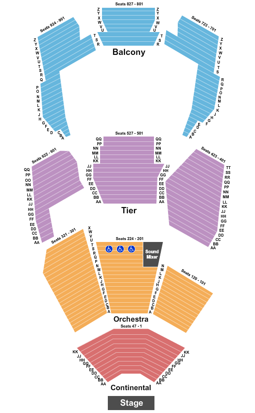 BJCC Concert Hall Seating Chart: End Stage