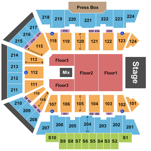 BMO Harris Bank Center Seating Chart: Endstage 2