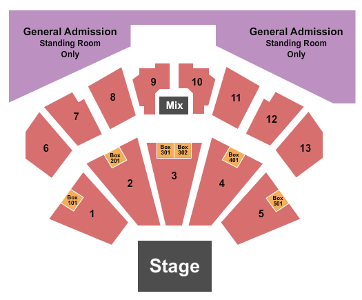 BMO Harris Pavilion Seating Chart: End Stage 2