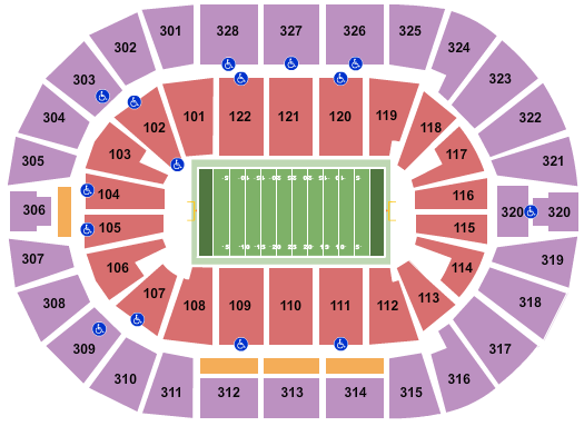 BOK Center Seating Chart: Indoor Football