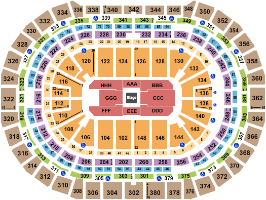Ball Arena Seating Chart: Center Stage 1