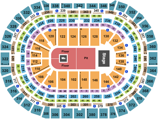Ball Arena Seating Chart: Endstage Floor/Pit