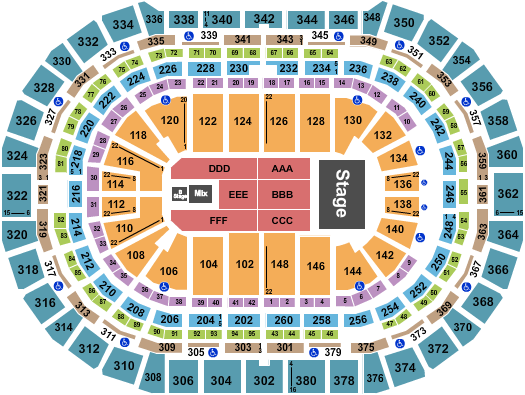 Ball Arena Seating Chart: Endstage with B Stage