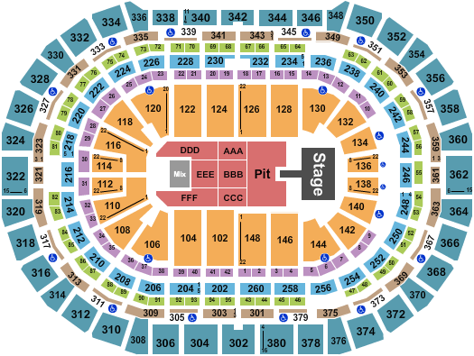 Ball Arena Seating Chart: Endstage Pit w/ Catwalk 2