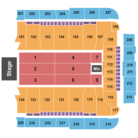 CFG Bank Arena Seating Chart: End Stage 1