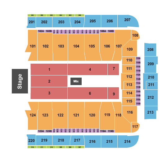 CFG Bank Arena Seating Chart: End Stage 2