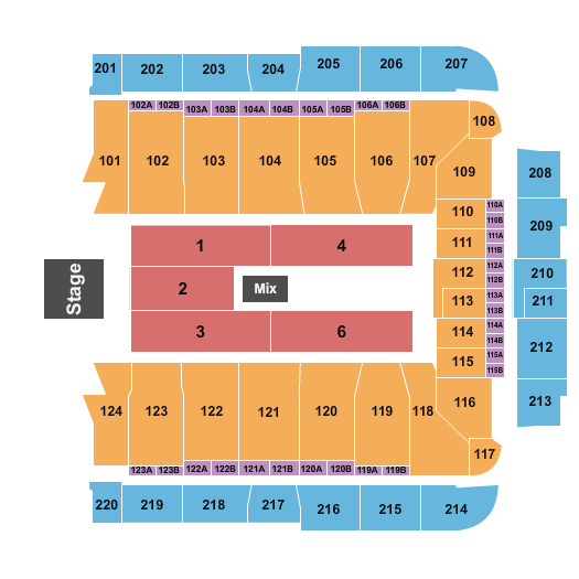 CFG Bank Arena Seating Chart: End Stage 5