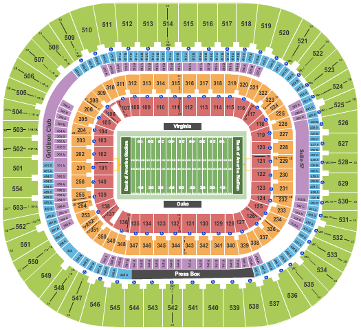 Bank Of America Stadium Seating Chart: Football - ACC Championship
