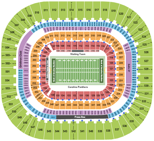 Bank Of America Stadium Seating Chart: Football NO VFS