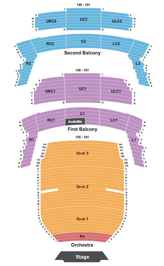Bass Concert Hall Seating Chart: End Stage