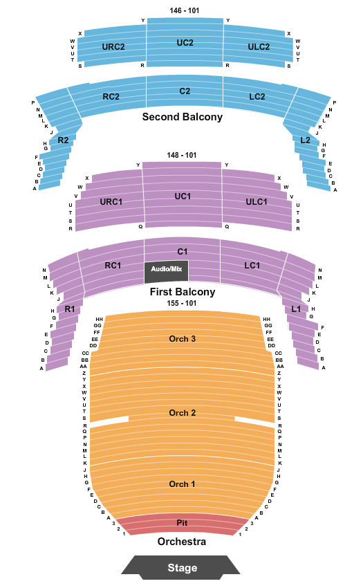 Bass Concert Hall Seating Chart: Endstage w/ Pit
