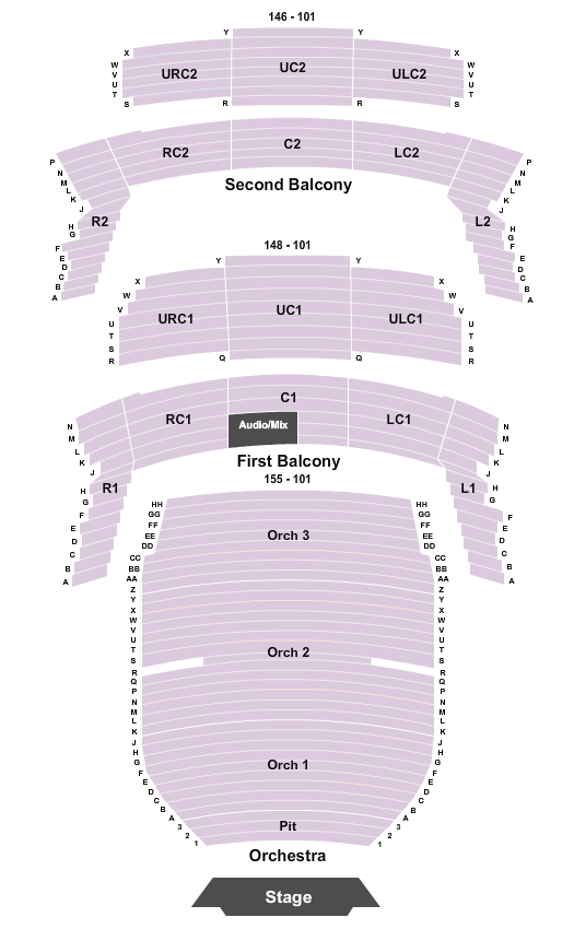 Bass Concert Hall Seating Chart: Endstage w/ Pit