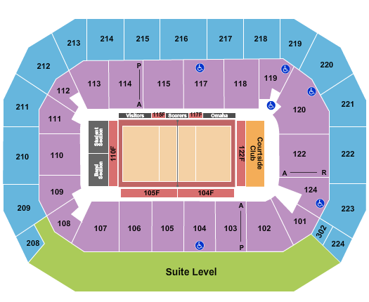 Baxter Arena Seating Chart: Volleyball - College