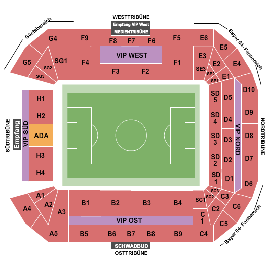 Bay Arena Seating Chart: Soccer - Static