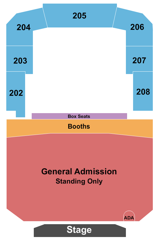 Bayou Music Center Seating Chart: Endstage GA/Floor 3