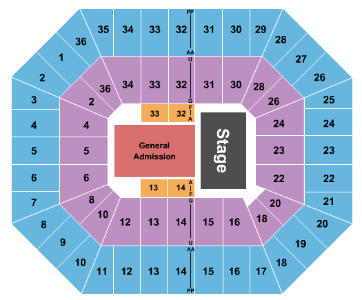 Beasley Coliseum Seating Chart: Endstage GA Floor
