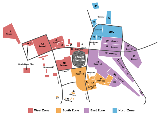 Beaver Stadium Parking Map