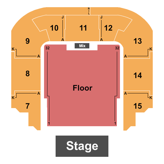 Bell Auditorium Seating Chart: Endstage RSV Floor 2
