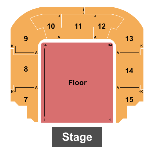 Bell Auditorium Seating Chart: Endstage RSV Floor