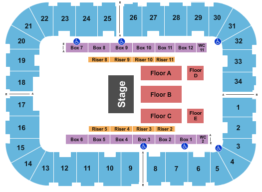 Berglund Center Coliseum Seating Chart: Endstage Flr D & E